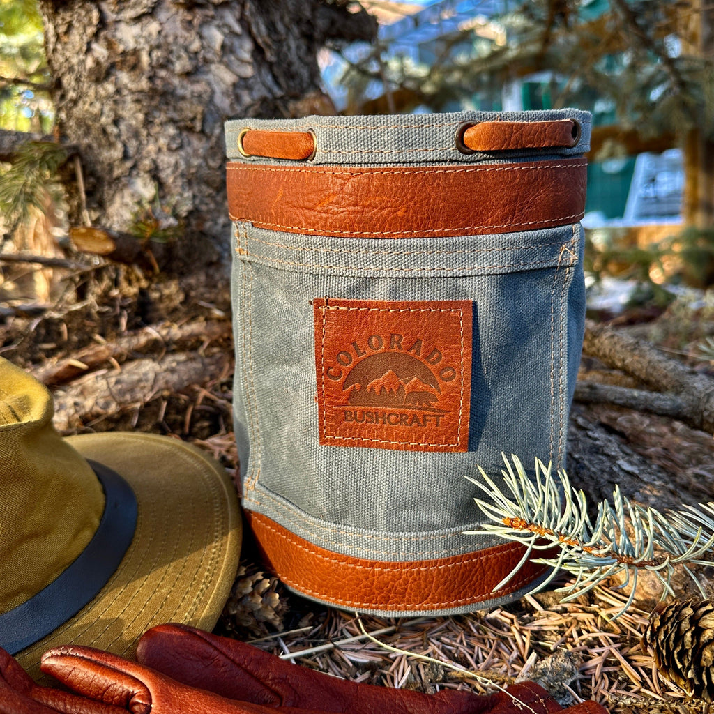Settlers Collection: Waxed Canvas and Leather Prairie Bucket Bushcraft