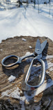 Whiskey river, American-made, heavy duty humboldt shears. these shears can cut through paper, fabric, rubber, even shingles. And when they get dull you can take them apart and sharpen them yourselves.