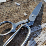 Whiskey river, American-made, heavy duty humboldt shears. these shears can cut through paper, fabric, rubber, even shingles. And when they get dull you can take them apart and sharpen them yourselves.