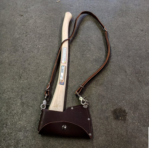 Boys Axe Brown Leather Sling and Sheath