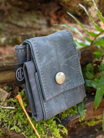 Rugged Waxed Canvas Foraging Pouch, Hip Bag - Grey