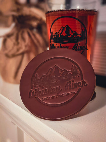 Whiskey River Trading Co. Leather Coaster - 4 Pack